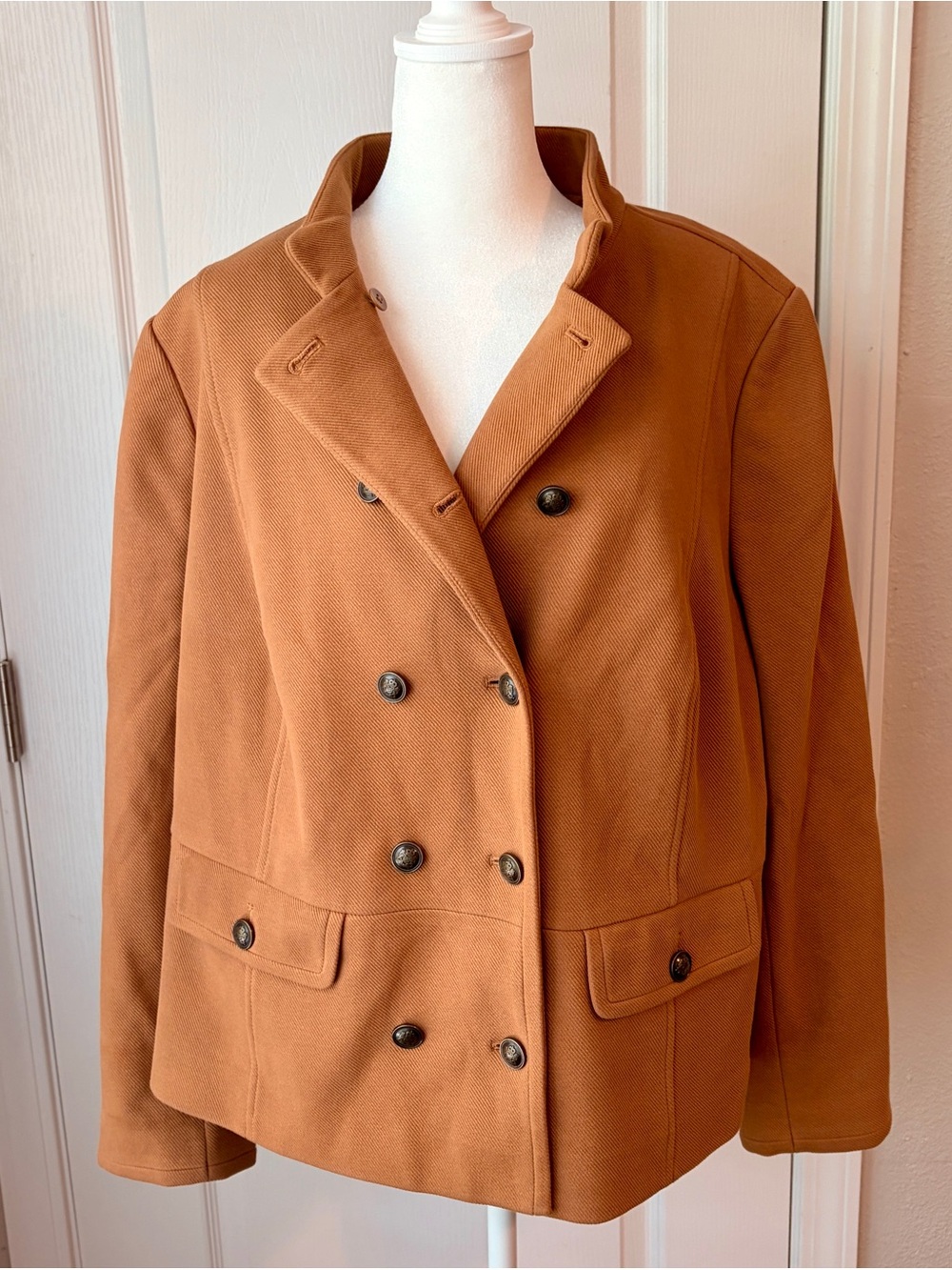 NWT Talbots Twill Knit Band Jacket Caramel Tan Color 16W - Picture 4 of 14